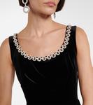 Мини-платье из бархата с кристаллами Self-Portrait, Black - фото 4