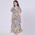 Платье миди с запахом и абстрактным принтом Smart And Joy, синий - фото 2