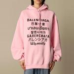Свитшот женский Balenciaga с принтом, розовый / черный - фото 3