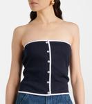 Топ-труба Valley из хлопковой смеси Veronica Beard, темно-синий - фото 4