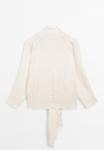 Блуза Massimo Dutti FLOWING V-NECK WITH TIE, Beige - фото 6