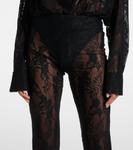 Кружевные расклешенные брюки Norma Kamali, черный - фото 4