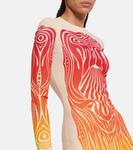 Мини-платье с отделкой из бархата Stella McCartney, Multicolor Red - фото 4