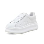 Низкие женские скейтерские кеды COMELY, белые с леопардовым принтом - фото 2