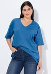 Футболка Ulla Popken PLUS SIZE V-NECK TEE , Cornflower/Blue - фото