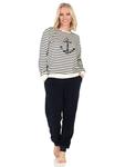 Пижама NORMANN Frottee langarm Bündchen Maritime Optik, белый - фото