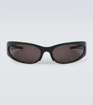 Овальные солнцезащитные очки Balenciaga, черный - фото