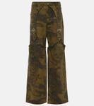 Джинсовые брюки широкого кроя с принтом Blumarine, зеленый - фото