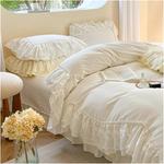 Generic Комплект постельного белья Cotton Lace Ruffles Princess White - фото 3