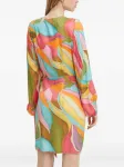 Мини-платье-халат с абстрактным принтом NEVER FULLY DRESSED, зеленый - фото 2