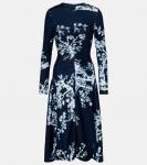 Платье миди с цветочным принтом и сборками Erdem, Cyanotype Etching Navy - фото