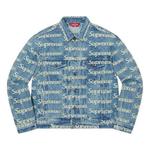 Куртка frayed logos denim trucker jacket 'teal white' Supreme, мультиколор - фото