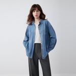 ELLE Рубашка Women's Blue Lapel Moderate Denim - фото 5