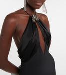 Мини-платье с декоративным воротником-халтер David Koma, черный - фото 4