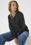 Блуза Kaffe REA PRINTED V-NECK, Black W/Chalk Dot/Black - фото 4