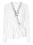 Блузка-халат, украшенная кристаллами Genny, белый - фото