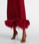 Платье миди Gina с перьевым декором Taller Marmo, Burgundy - фото 5