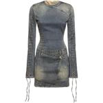 Джинсовое мини-платье с кружевными рукавами Acne Studios, синий - фото