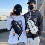 Techson Нейлоновая слинг-сумка обычная унисекс Black/White, White Bag+Cute Cow Charm - фото 8