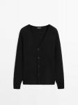 Кардиган из смесовой шерсти Massimo Dutti, черный - фото 2