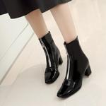 Женские лаковые ботильоны на блок-каблуке, мода Klarmar, Black 2 - фото 4