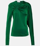 Топ из джерси со сборками Victoria Beckham, зеленый - фото