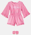 Гингемовые клоги Monnalisa, Rosso + Bianco - фото 2