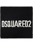 Dsquared2 шарф из шерсти с логотипом, интарсия, черный - фото