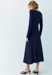 Платье-Миди из трикотажа с драпировкой Pull&Bear, Dark Blue - фото 4