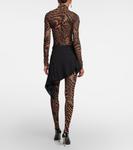 Асимметричная мини-юбка с высокой посадкой Mugler, Black Bimaterial - фото 3