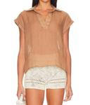 Linen Short Sleeve Pullover Top In Desert Brown Bella Dahl - фото