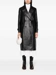 Chloé двубортное кожаное пальто, черный - фото 2
