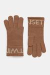 Шерстяные перчатки Twinset, коричневый - фото