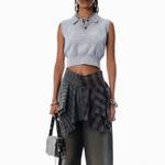 Поло с логотипом Chenille Alexander Wang, серый - фото 2