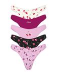 Упаковка из 5 хлопковых трусиков-стрингов Pink, smooth v-day cherry pack - фото
