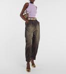 Высокие джинсы с эффектом потертости Balmain, Beige/Marron Glace - фото 2