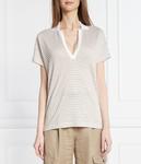 Футболка женская Boss из льна с глубоким вырезом, бежево-белый - фото