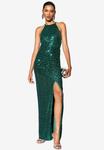 Платье Lipsy SEQUIN HALTER RUCHED MAXI, Teal Blue/Teal - фото