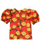 Хлопковая блузка с цветочным принтом Mini Rodini, оранжевый - фото 3