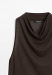 Топ Massimo Dutti SLEEVELESS WITH DRAPED NECKLINE, Mottled Dark Brown - фото 9