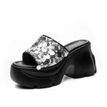 Шлепанцы женские Shangjinni, серебряный - фото