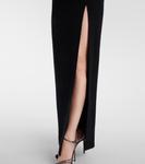 Шерстяная макси-юбка букле в рубчик Alessandra Rich, черный - фото 5