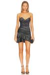 Платье MORE TO COME Emerie Ruffle Strapless, цвет Black Metallic - фото
