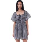 Мини-платье с клетчатым принтом GANNI, White Heron - фото 6