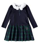 Платье плиссе в клетку Monnalisa, Blu Scuro - фото