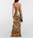 Платье с блестками Balmain, золото - фото 3