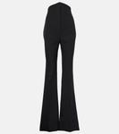 Высокие шерстяные расклешённые брюки McQueen, черный - фото