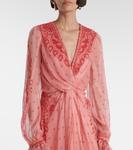 Шелковое платье с принтом Etro, Print On Pink Base - фото 4