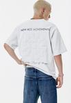 Футболка PULL&BEAR SHORT SLEEVE WITH GRAPHIC AND SLOGAN, Light Grey - фото 3
