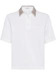 Brunello Cucinelli декорированная рубашка поло, белый - фото
